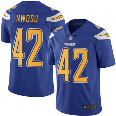 Los Angeles Chargers NFL Football Uchenna Nwosu Electric Blue Jersey Youth Limited #42 Rush Vapor Untouchable->youth nfl jersey->Youth Jersey